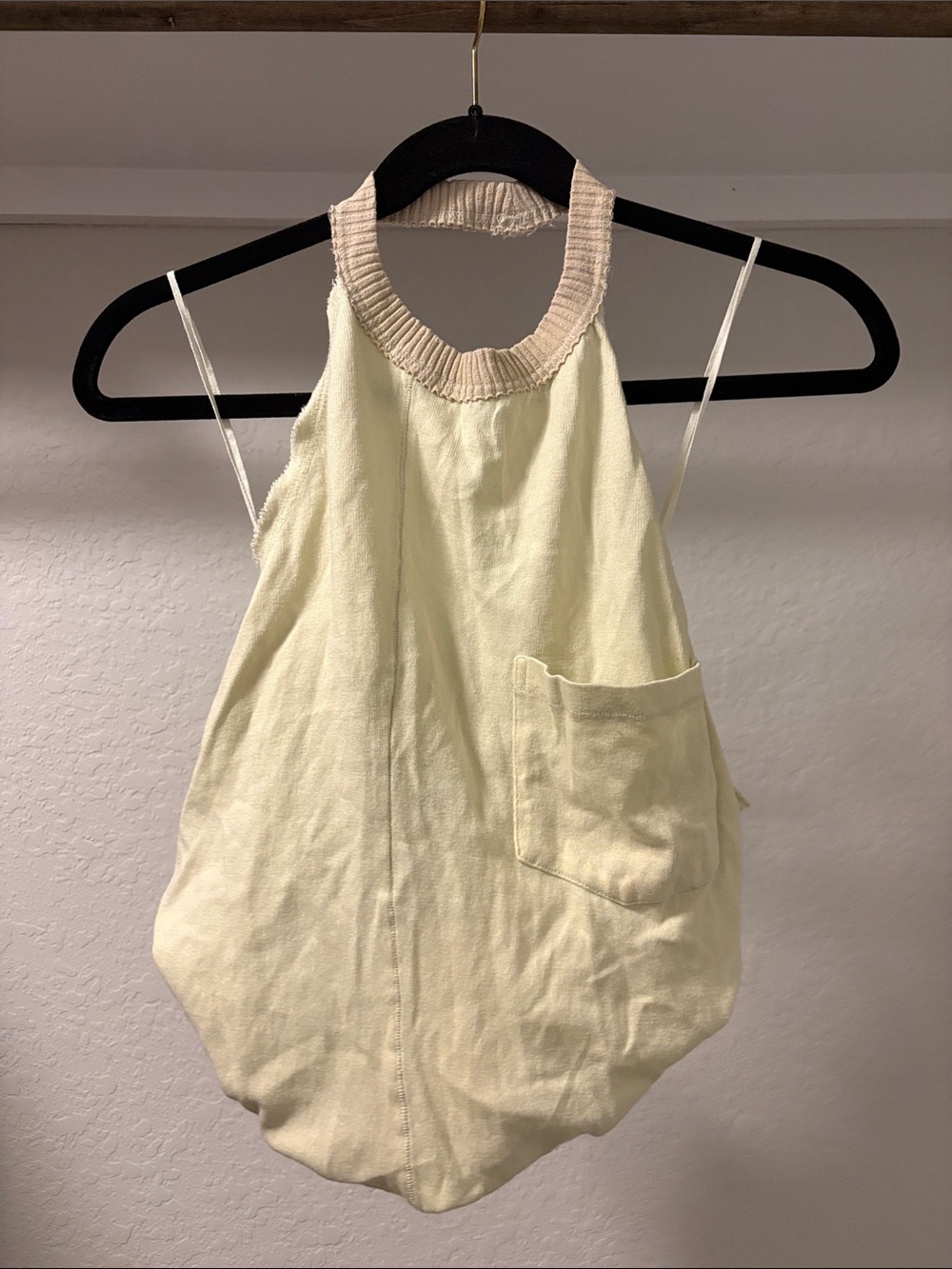Free People Cream Halter Pocket Tank